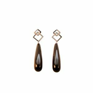 Schwarze Tropfenohrstecker mit Diamanten